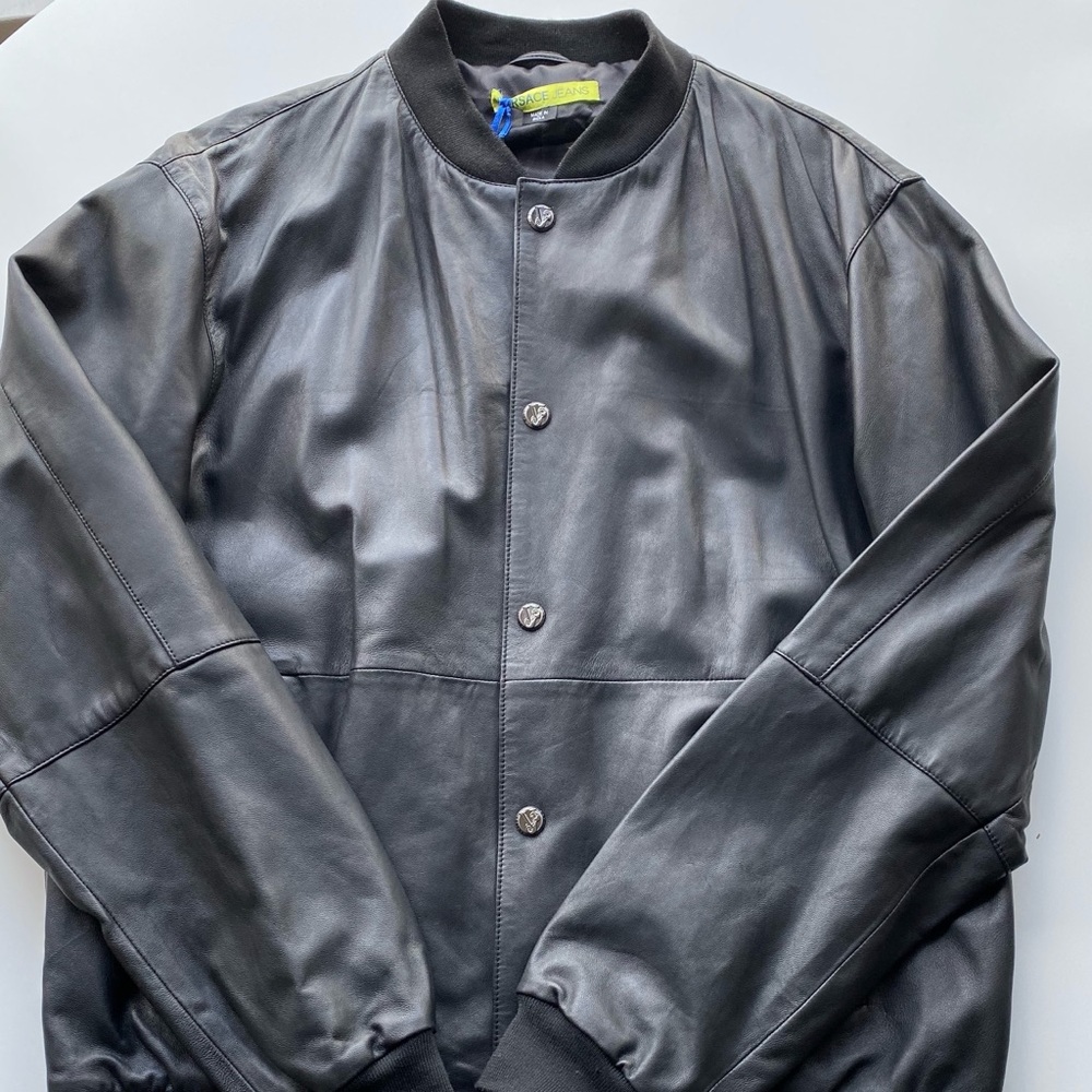 Versace Jeans Men’s Leather Bomber Jacket NWT